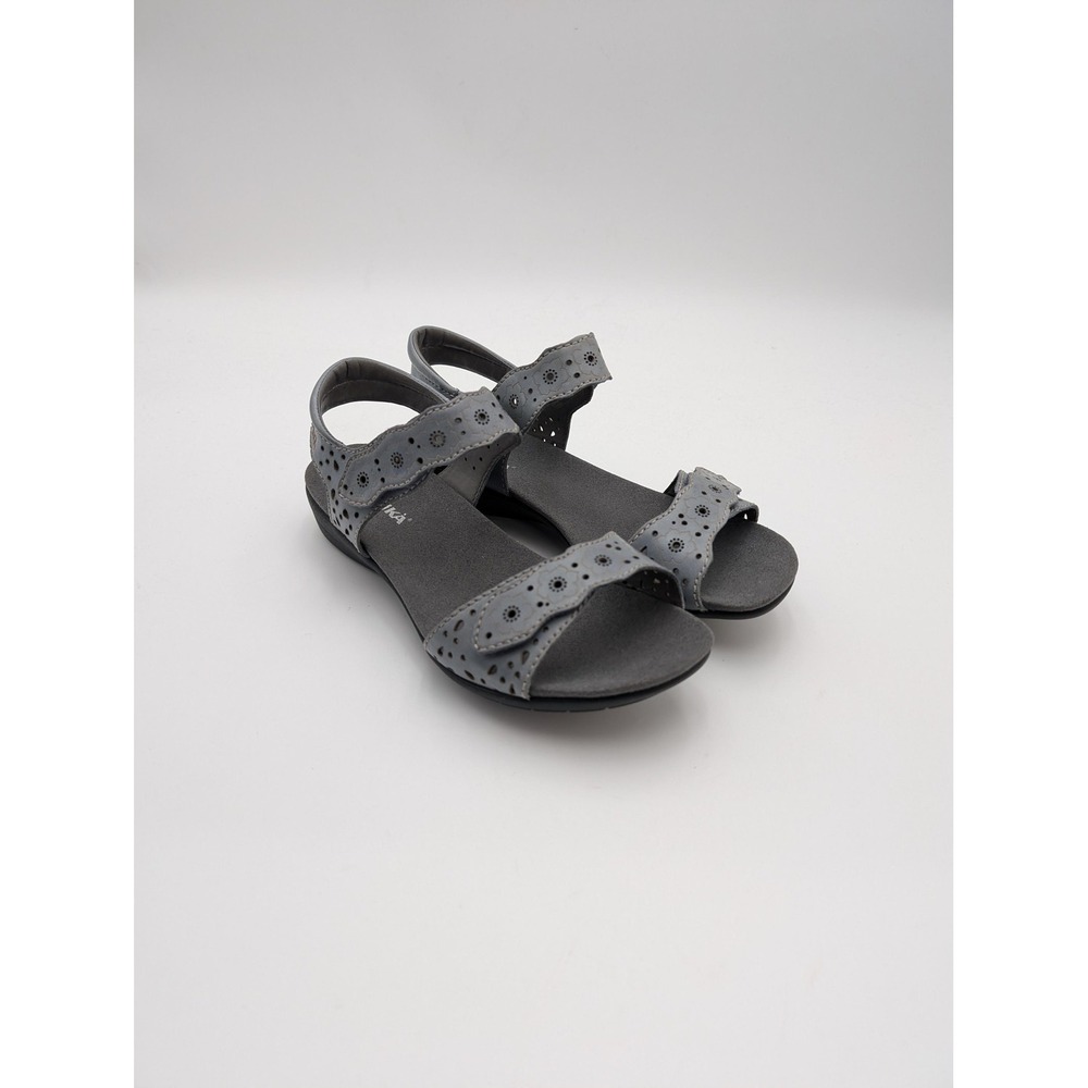 Romika Shoes Womens Size 6.5 Gray Leather Slingback Sandals Wedge Comfort‎ New